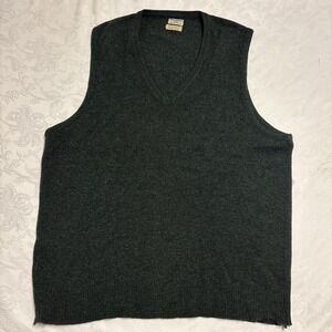 Vintage 50s Brooks Brothers Dark Green Knit Vest Cotton Men's M/L NICE Lamb Wool